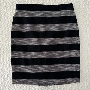 J. Crew Petite Black and Beige Striped Pencil Skirt